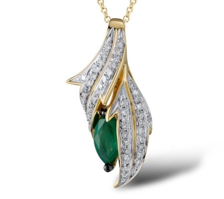 14KYWB Pendant Diamond,Emerald (P304129EMR14KYWB)