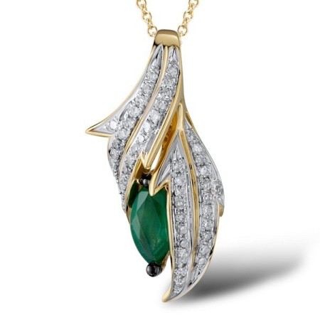 14KYWB Pendant Diamond,Emerald (P304129EMR14KYWB)