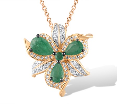 14KRB Pendant Diamond,Emerald without chain (P304131EMR14KRB)