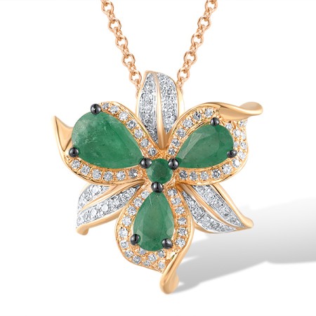 14KRB Pendant Diamond,Emerald without chain (P304131EMR14KRB)