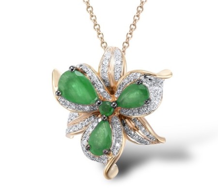 14KRWB Pendant Diamond,Emerald (P304131EMR14KRWB)