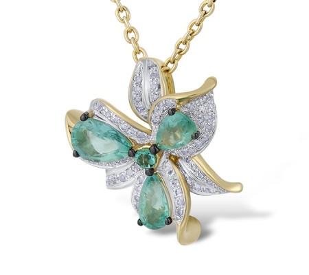 14KYWB Pendant Emerald,Diamond (P304131EMR14KYWB)