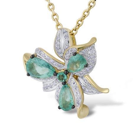 14KYWB Pendant Emerald,Diamond (P304131EMR14KYWB)