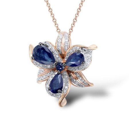 14KRWB Pendant Blue Sapphire,Diamond (P304131SAP14KRWB)