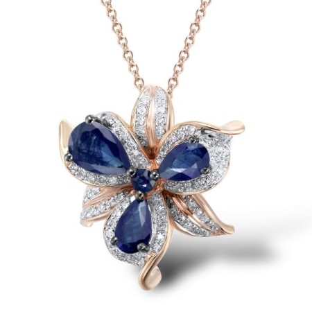 14KRWB Pendant Blue Sapphire,Diamond (P304131SAP14KRWB)