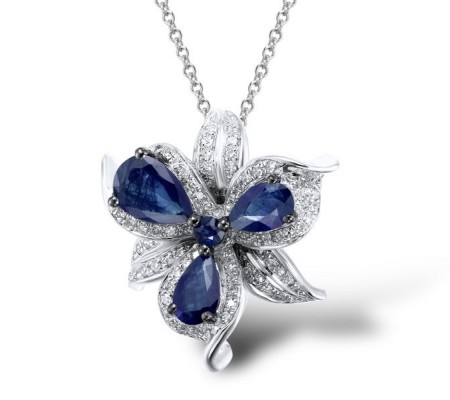 14KWB Pendant Blue Sapphire,Diamond (P304131SAP14KWB)