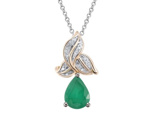 14KRWB Pendant Diamond,Emerald (P304132EMR14KRWB)