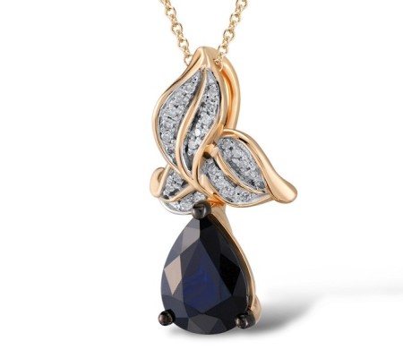 14KRWB Pendant Diamond,Blue Sapphire (P304132SAP14KRWB)