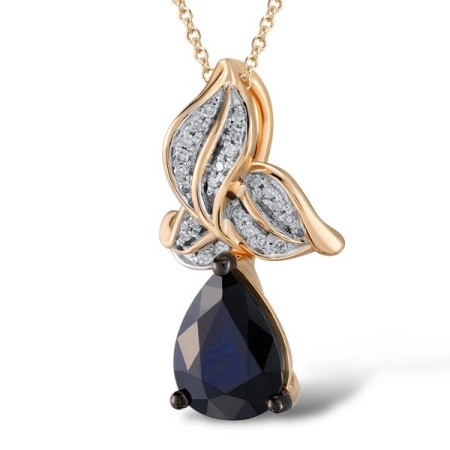 14KRWB Pendant Diamond,Blue Sapphire (P304132SAP14KRWB)