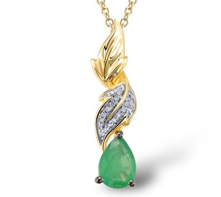 14KYWB Pendant Diamond,Emerald (P304133EMR14KYWB)