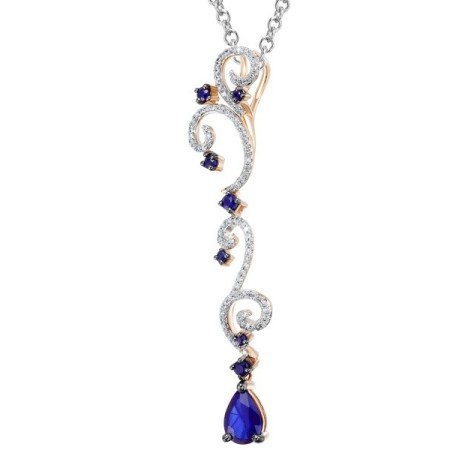 14KRWB Pendant Diamond,Blue Sapphire (P304134SAP14KRWB)