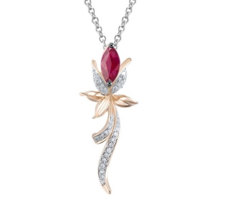 14KRWB Pendant Ruby,Diamond (P304136RUY14KRWB)