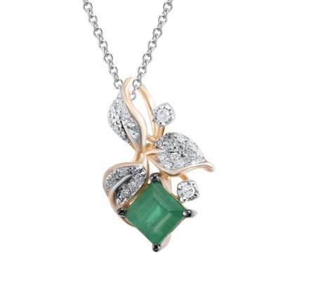 14KRWB Pendant Emerald,Diamond (P304138EMR14KRWB)