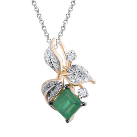 14KRWB Pendant Emerald,Diamond (P304138EMR14KRWB)