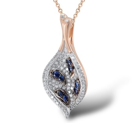 14KRWB Pendant Blue Sapphire,Diamond (P304142SAP14KRWB)