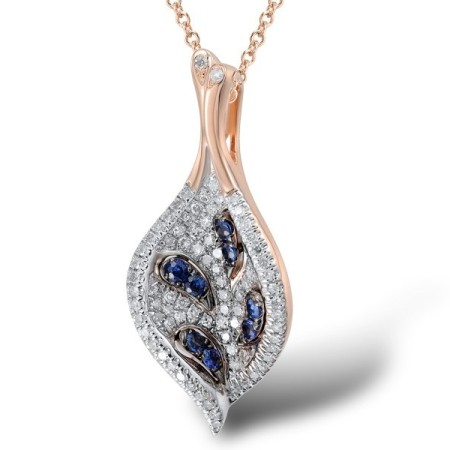 14KRWB Pendant Blue Sapphire,Diamond (P304142SAP14KRWB)