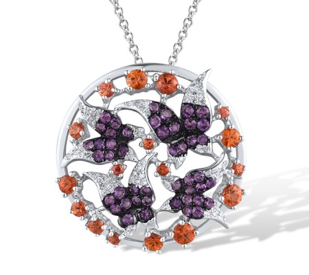 14KWB Pendant Amethyst,Diamond,Orange Sapphire (P304146AOS14KWB)
