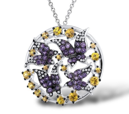 14KWB Pendant Yellow Sapphire,Amethyst,Diamond (P304146AYS14KWB)