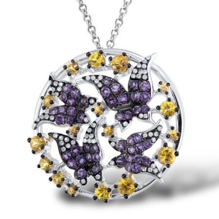 14KWB Pendant Yellow Sapphire,Amethyst,Diamond (P304146AYS14KWB)