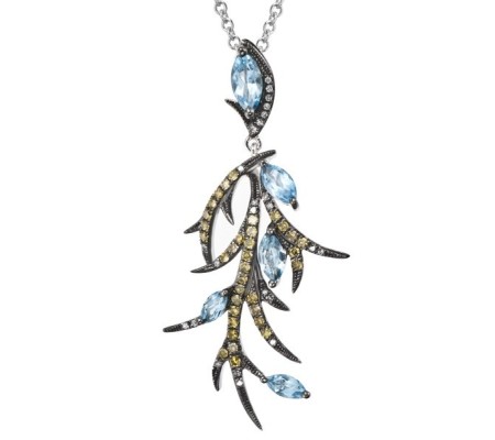 14KW Pendant Yellow Diamond,Blue Topaz (Swiss Blue),Diamond (P304149BTY14KW)