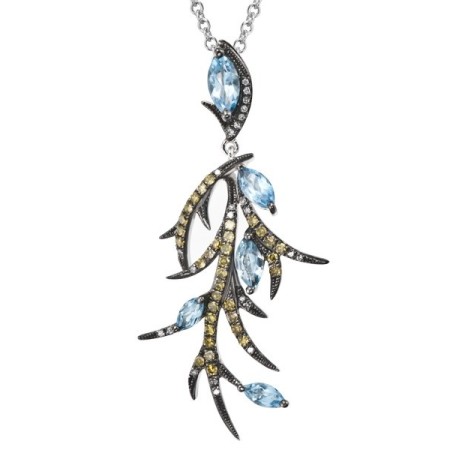 14KW Pendant Yellow Diamond,Blue Topaz (Swiss Blue),Diamond (P304149BTY14KW)