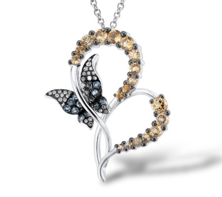 14KWB Pendant London Blue Topaz,Citrine,Diamond (P304152CLB14KWB)