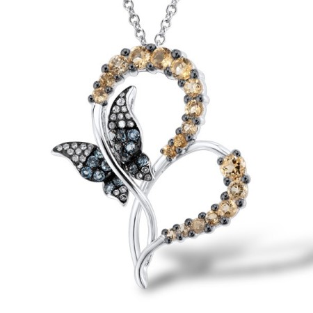 14KWB Pendant London Blue Topaz,Citrine,Diamond (P304152CLB14KWB)