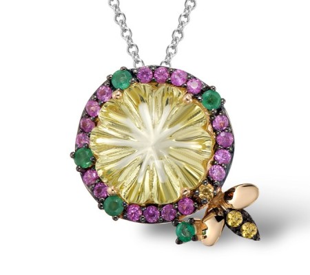 14KRB Pendant Emerald,Yellow Sapphire,Lemon Quartz,Pink Sapphire (P304157MUL14KRB)