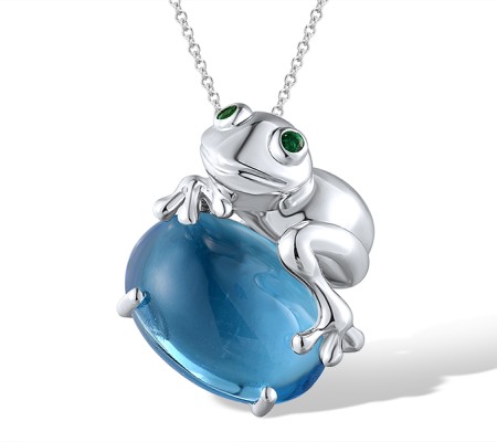 14KW Pendant Emerald,Blue Topaz (Swiss Blue) (P304178BTE14KW)