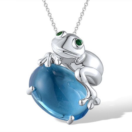 14KW Pendant Emerald,Blue Topaz (Swiss Blue) (P304178BTE14KW)