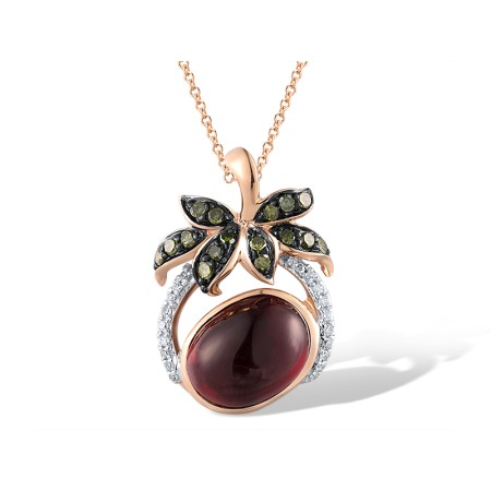 14KRWB Pendant Green Diamonds,Rhodolite Garnet,Diamond (P304185RGD14KRWB)