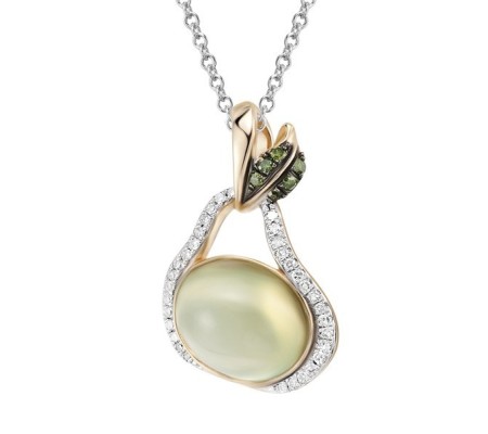 14KYWB Pendant Diamond,Green Diamonds,Prehnite (P304186PGD14KYWB)