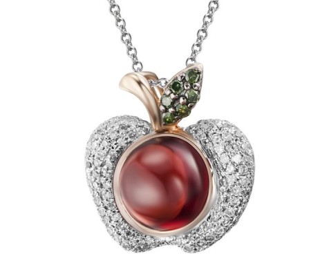 14KRWB Pendant Garnet,Green Diamonds,Diamond (P304192GGD14KRWB)