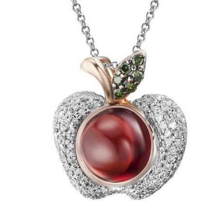 14KRWB Pendant Garnet,Green Diamonds,Diamond (P304192GGD14KRWB)