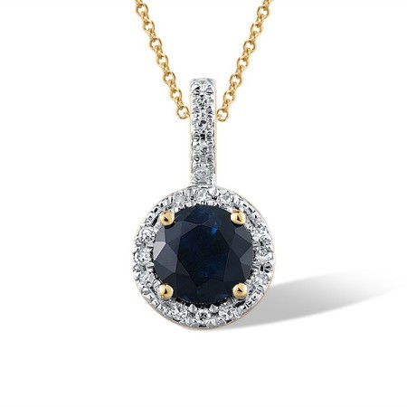 14KYW Pendant Blue Sapphire,Diamond (P304204BSAP14KYW)