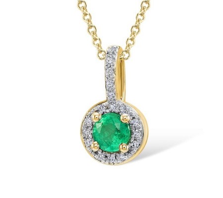 14KYW Pendant Diamond,Emerald (P304204EMR14KYW)