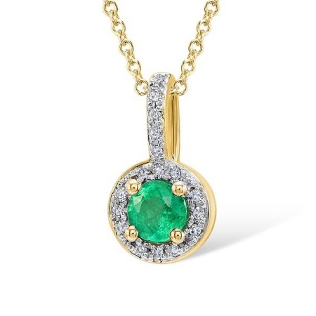 14KYW Pendant Diamond,Emerald (P304204EMR14KYW)