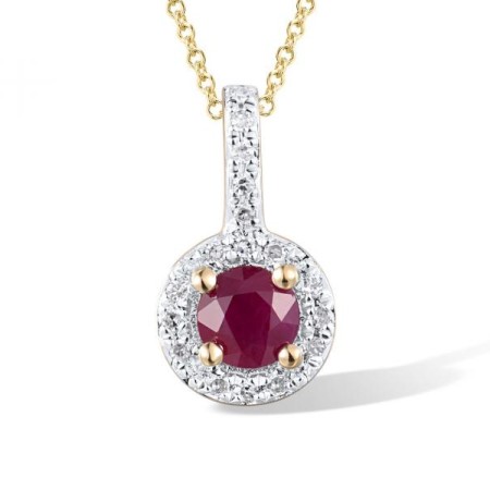 14KYW Pendant Diamond,Ruby (P304204RUY14KYW)