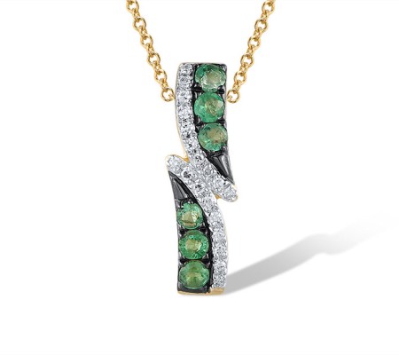 14KYWB Pendant Diamond,Emerald (P304250EMR14KYWB)