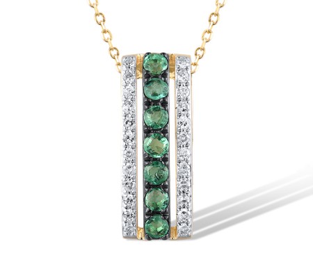 14KYWB Pendant Diamond,Emerald without chain (P304253EMR14KYWB)