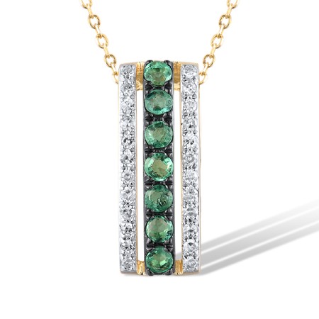 14KYWB Pendant Diamond,Emerald without chain (P304253EMR14KYWB)