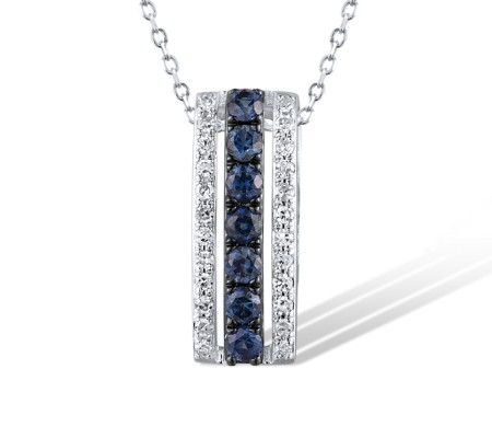 14KWB Pendant Blue Sapphire,Diamond without chain (P304253SAP14KWB)