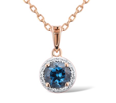 14KRW Pendant Diamond,London Blue Topaz (P304255LDB14KRW)