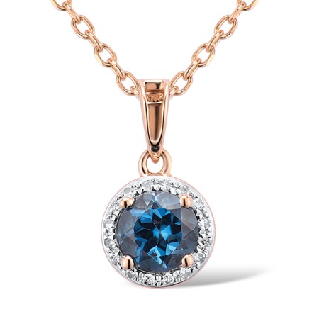 14KRW Pendant Diamond,London Blue Topaz (P304255LDB14KRW)