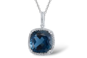 14KW Pendant Diamond,London Blue Topaz (P304357LDB14KW)