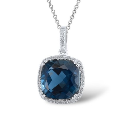 14KW Pendant Diamond,London Blue Topaz (P304357LDB14KW)
