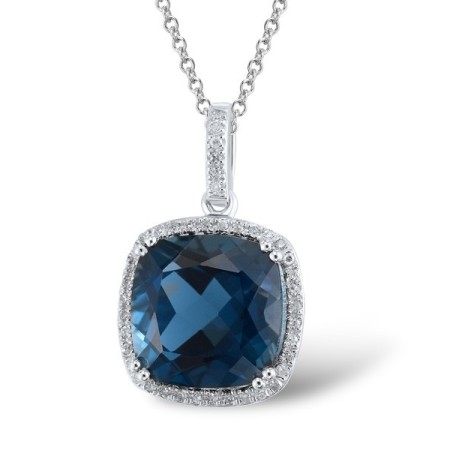 14KW Pendant Diamond,London Blue Topaz (P304357LDB14KW)