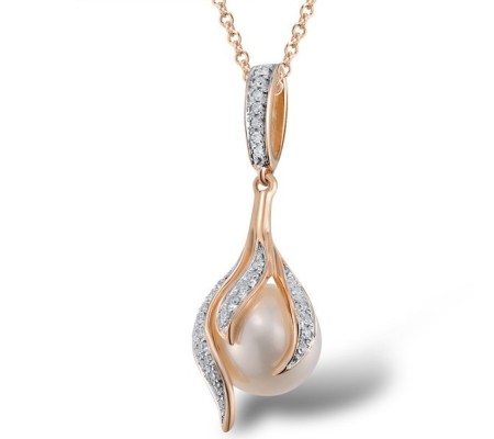 14KRW Pendant Fresh Water White Pearl,Diamond (P304358FWP14KRW)