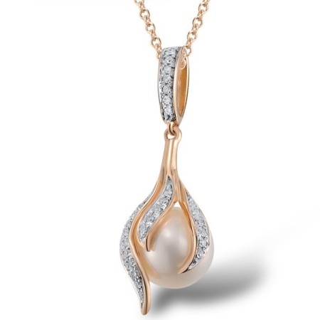 14KRW Pendant Fresh Water White Pearl,Diamond (P304358FWP14KRW)
