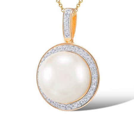 14KRW Pendant Diamond,Fresh Water White Pearl (P304360FWP14KRW)
